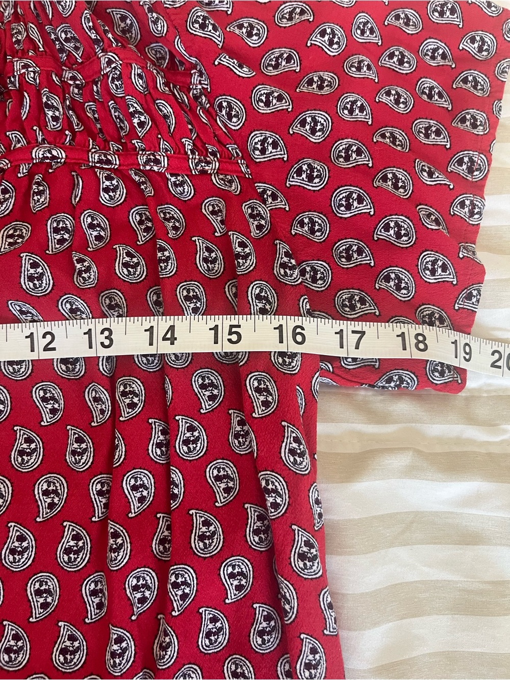 ❤️ LOFT Red Printed Tie-Front Blouse | Size XS - Picture 6 of 8
